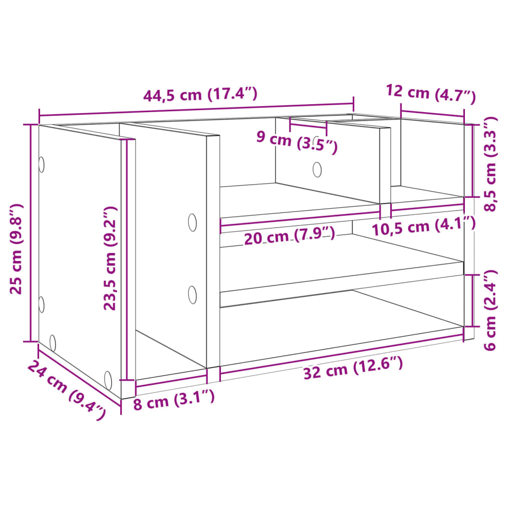 Schreibtisch-Organizer Weiß 44,5x24x25 cm Holzwerkstoff