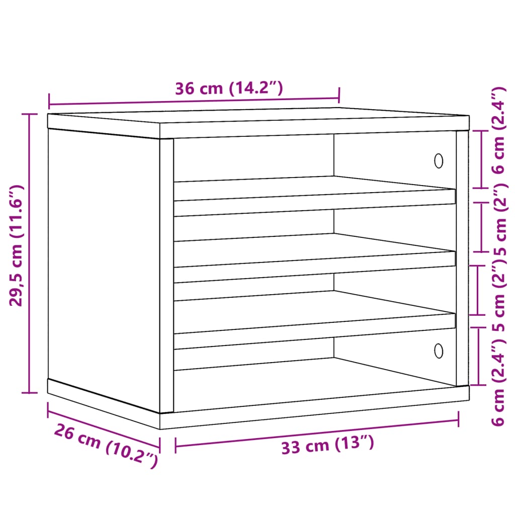 Schreibtisch-Organizer Weiß 36x26x29,5 cm Holzwerkstoff