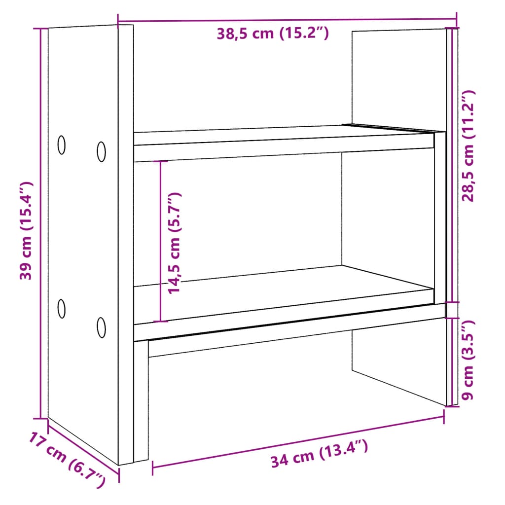 Schreibtisch-Organizer Schwarz 38,5x17x39 cm Holzwerkstoff