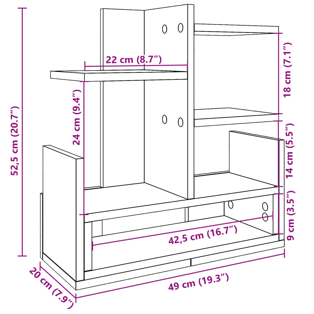 Schreibtisch-Organizer Sonoma-Eiche 49x20x52,5 cm Holzwerkstoff