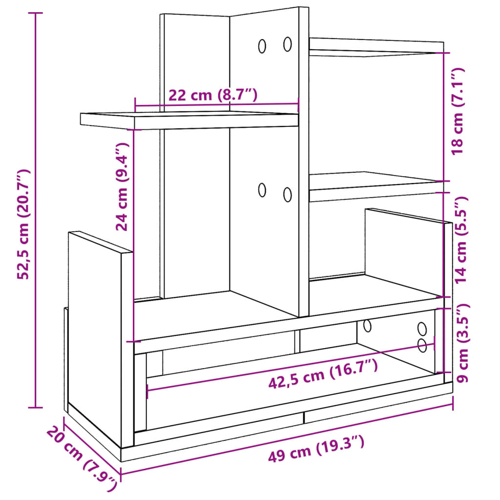 Schreibtisch-Organizer Betongrau 49x20x52,5 cm Holzwerkstoff