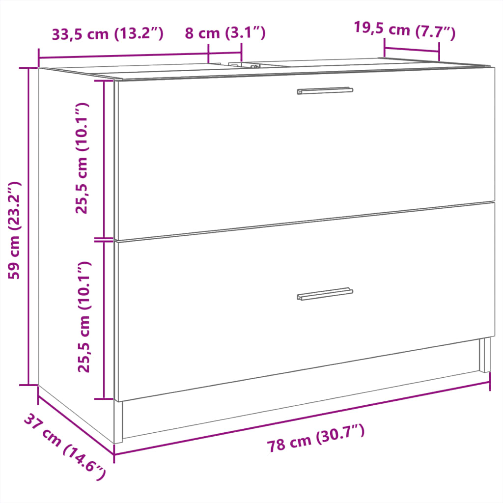 Waschbeckenunterschrank Weiß 78x37x59 cm Holzwerkstoff