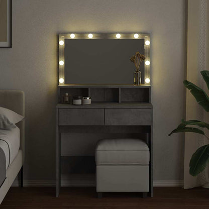 Schminktisch mit LED-Beleuchtung Betongrau 80x41x134,5 cm