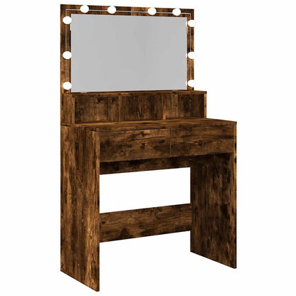 Schminktisch mit LED-Beleuchtung Räuchereiche 80x41x134,5 cm
