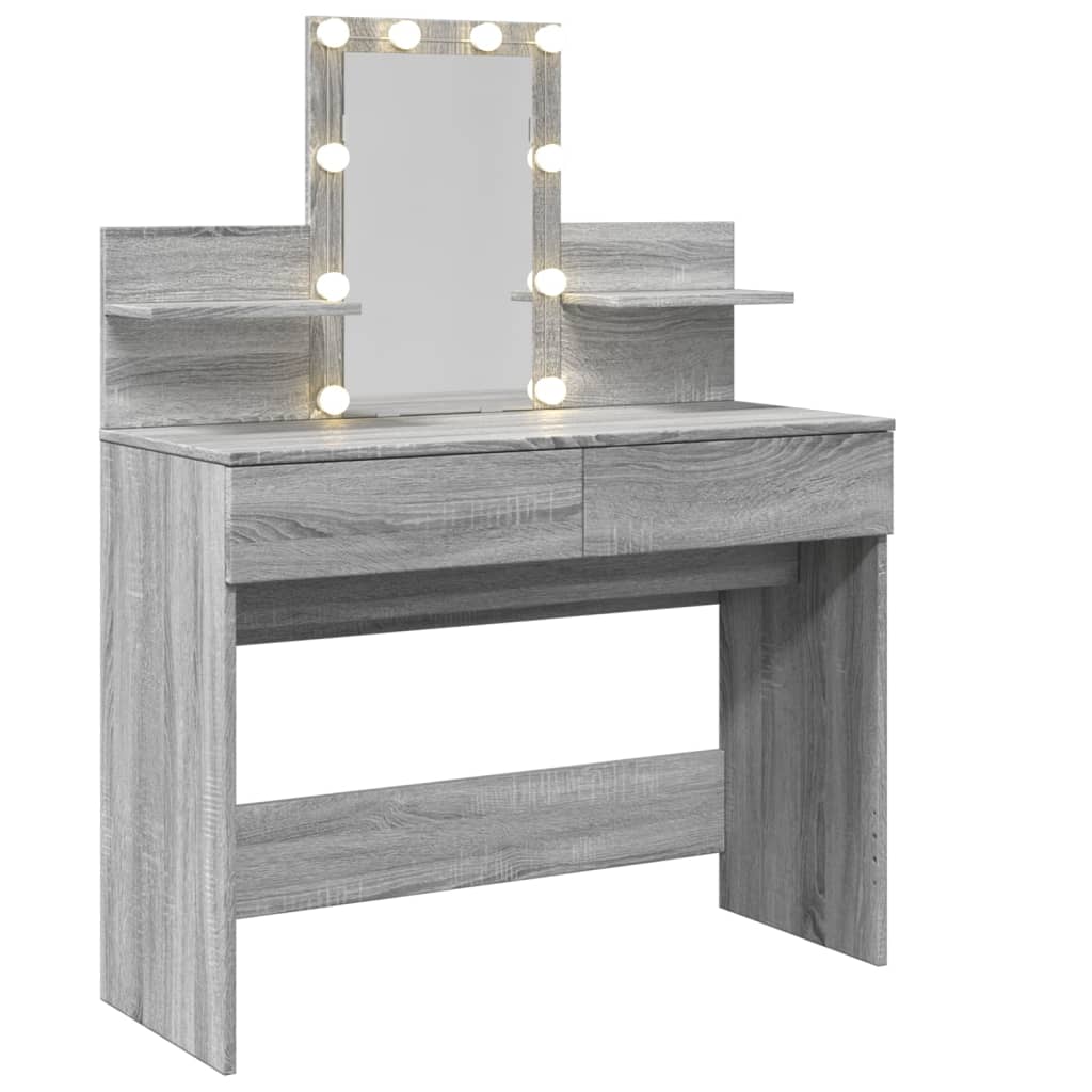 Schminktisch mit LED-Beleuchtung Grau Sonoma 100x40x130 cm