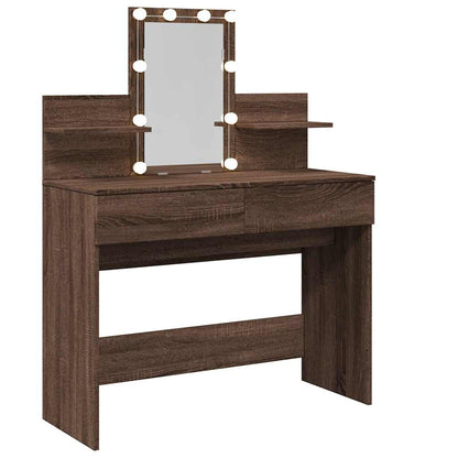 Schminktisch mit LED Braun Eichen-Optik 100x40x130 cm