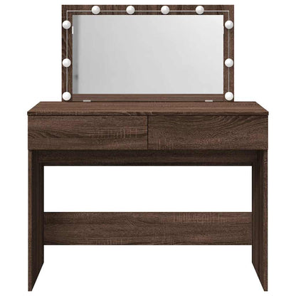 Schminktisch mit LED Braun Eichen-Optik 100x40x120 cm
