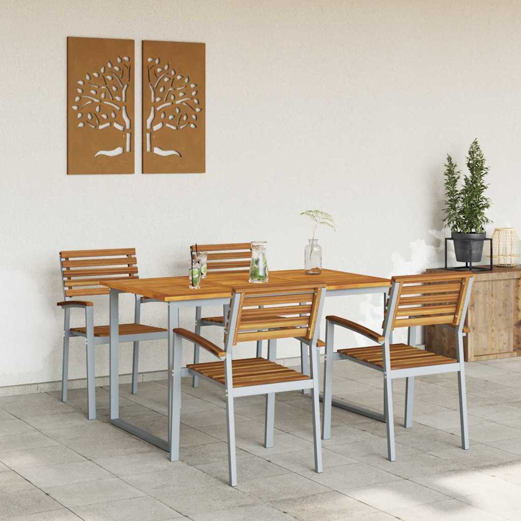Garten Essgruppe 5 pcs Grau Massivholz Akazie