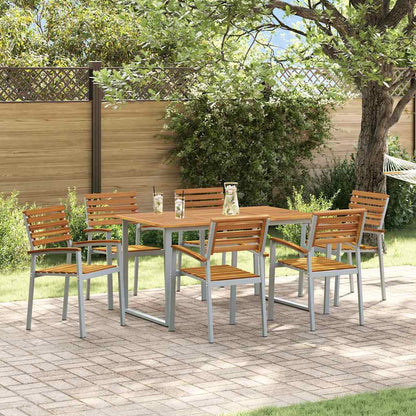 Garten Essgruppe 7 pcs Grau Massivholz Akazie