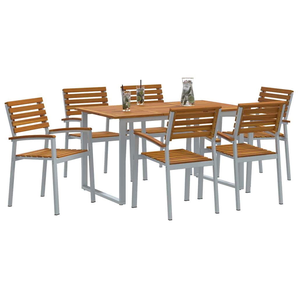 Garten Essgruppe 7 pcs Grau Massivholz Akazie