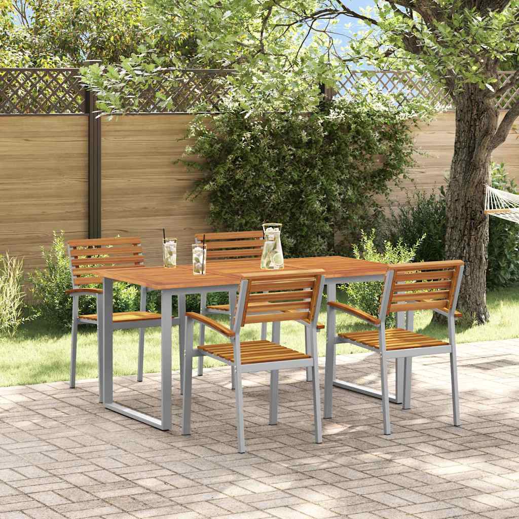 Garten Essgruppe 5 pcs Grau Massivholz Akazie