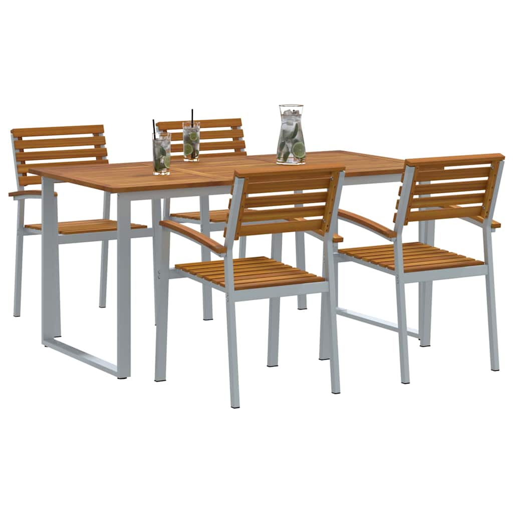 Garten Essgruppe 5 pcs Grau Massivholz Akazie