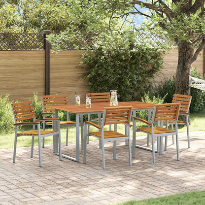 Garten Essgruppe 7 pcs Grau Massivholz Akazie