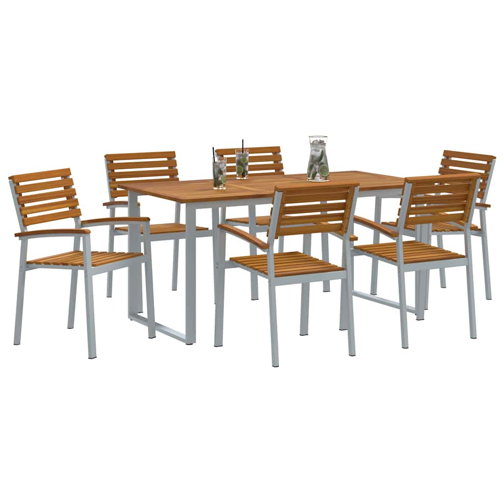 Garten Essgruppe 7 pcs Grau Massivholz Akazie