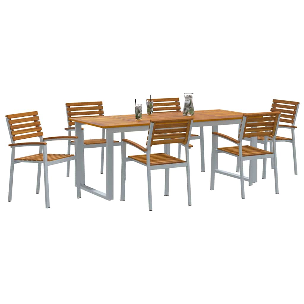 Garten Essgruppe 7 pcs Grau Massivholz Akazie