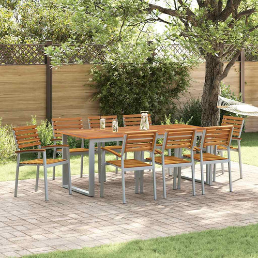 Garten Essgruppe 9 pcs Grau Massivholz Akazie