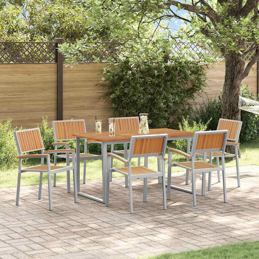 Garten Essgruppe 7 pcs Grau und Braun 140 x 80 x 75 cm