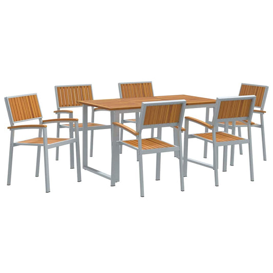 Garten Essgruppe 7 pcs Grau und Braun 140 x 80 x 75 cm