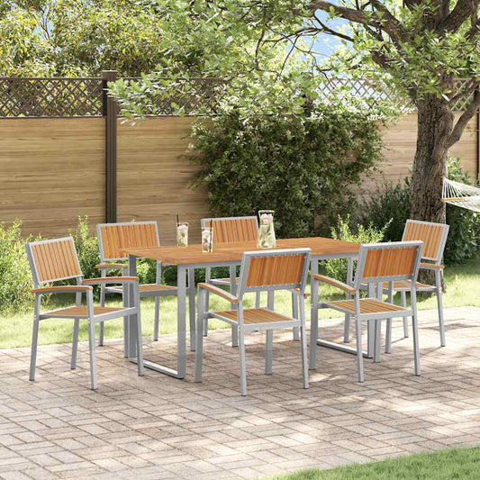 Garten Essgruppe 7 pcs Grau und Braun 160 x 80 x 75 cm