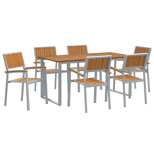 Garten Essgruppe 7 pcs Grau und Braun 160 x 80 x 75 cm