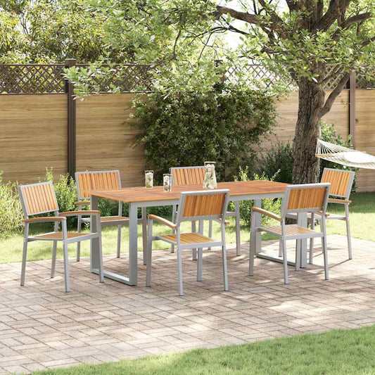 Garten Essgruppe 7 pcs Grau und Braun 200 x 90 x 75 cm
