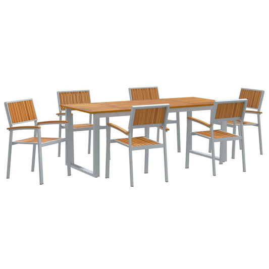 Garten Essgruppe 7 pcs Grau und Braun 200 x 90 x 75 cm