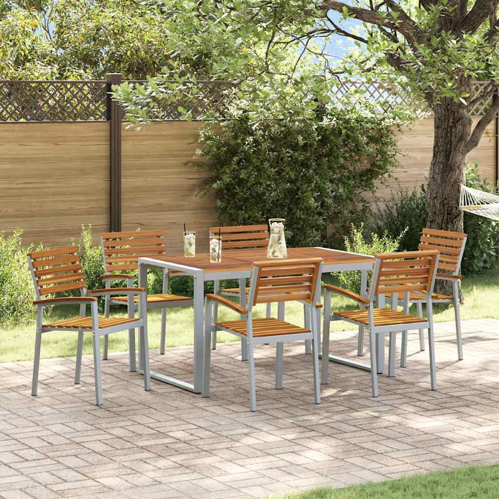 Garten Essgruppe 7 pcs Grau Massivholz Akazie