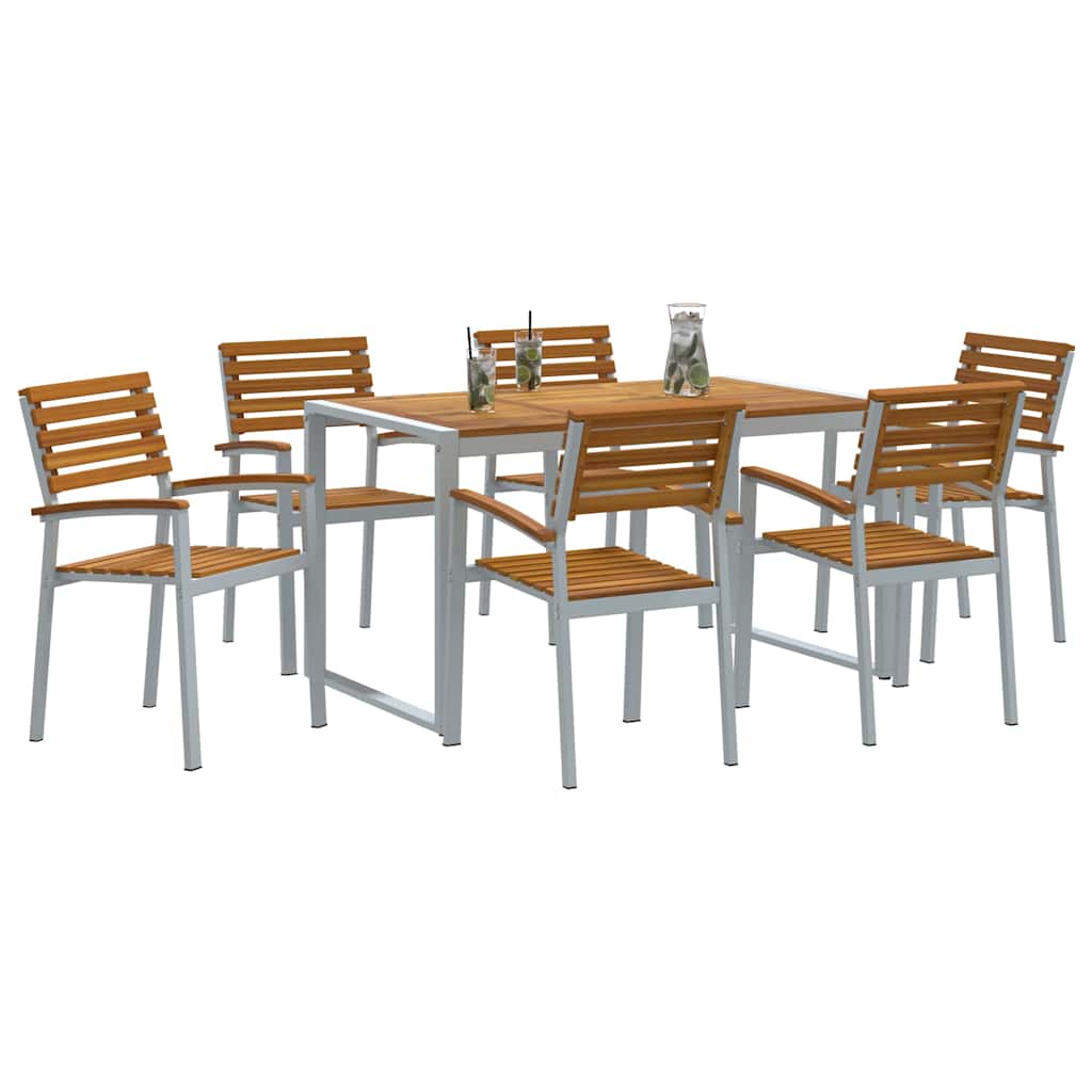 Garten Essgruppe 7 pcs Grau Massivholz Akazie