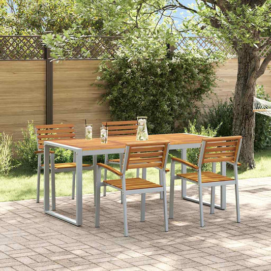 Garten Essgruppe 5 pcs Grau Massivholz Akazie