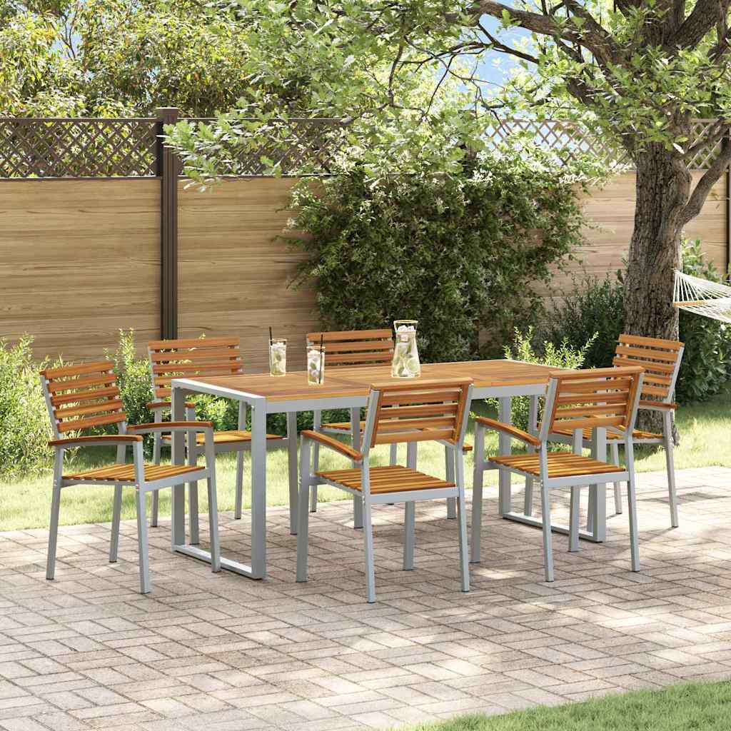 Garten Essgruppe 7 pcs Grau Massivholz Akazie
