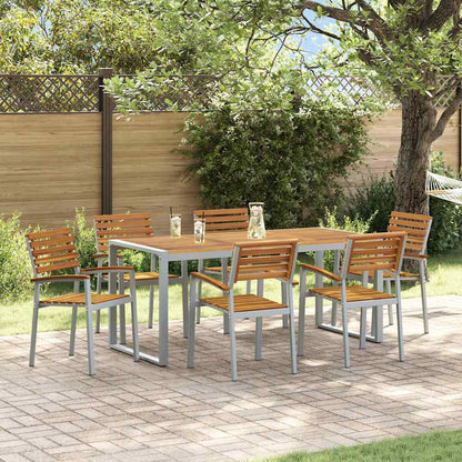 Garten Essgruppe 7 pcs Grau Massivholz Akazie