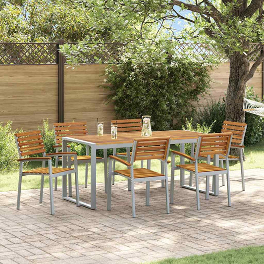 Garten Essgruppe 7 pcs Grau Massivholz Akazie