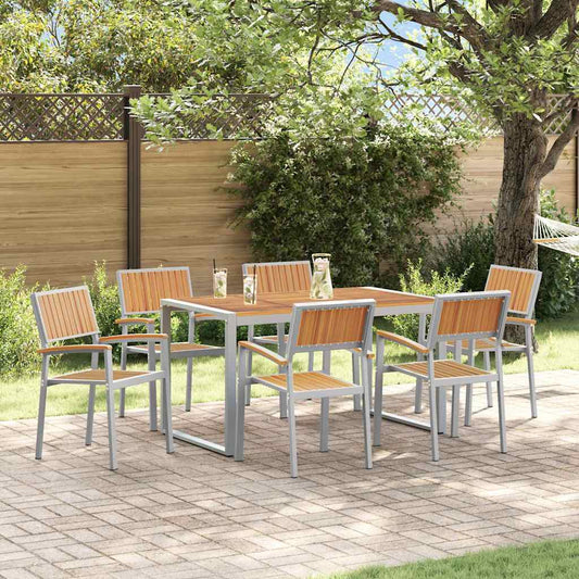Garten Essgruppe 7 pcs Grau und Braun 140 x 80 x 75 cm