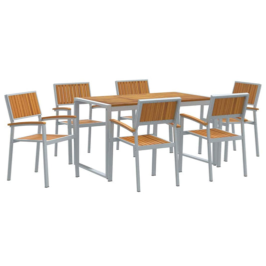 Garten Essgruppe 7 pcs Grau und Braun 140 x 80 x 75 cm