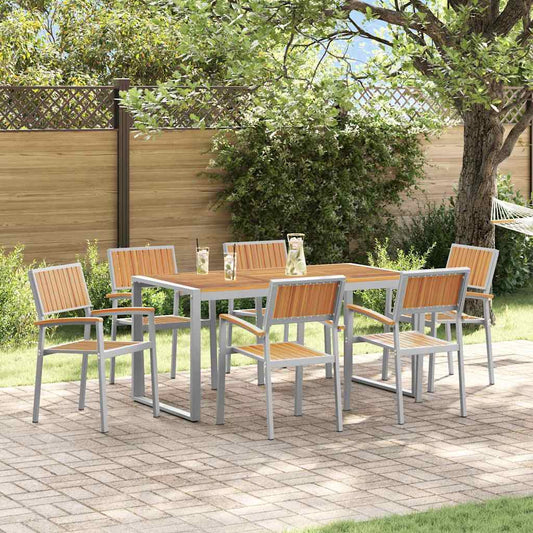 Garten Essgruppe 7 pcs Grau und Braun 160 x 80 x 75 cm