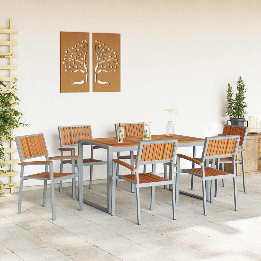 Garten Essgruppe 7 pcs Grau und Braun 160 x 80 x 75 cm