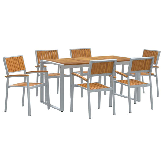 Garten Essgruppe 7 pcs Grau und Braun 160 x 80 x 75 cm