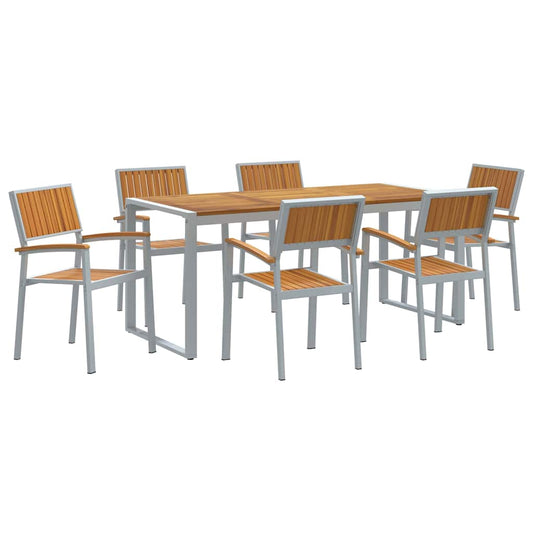 Garten Essgruppe 7 pcs Grau und Braun 180 x 90 x 75 cm