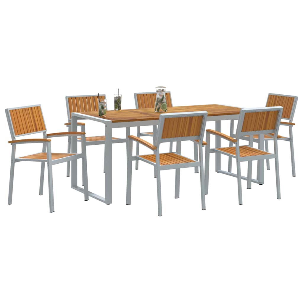 Garten Essgruppe 7 pcs Grau und Braun 180 x 90 x 75 cm