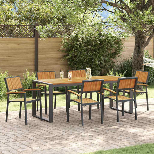 Garten Essgruppe 7 pcs Schwarz und Braun 200 x 90 x 75 cm