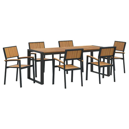 Garten Essgruppe 7 pcs Schwarz und Braun 200 x 90 x 75 cm