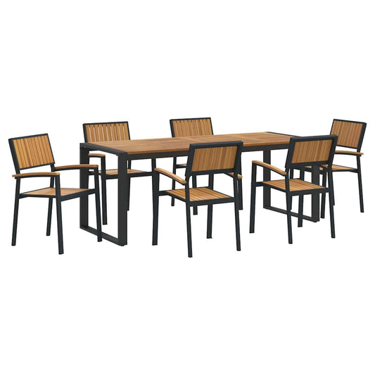 Garten Essgruppe 7 pcs Schwarz und Braun 200 x 90 x 75 cm