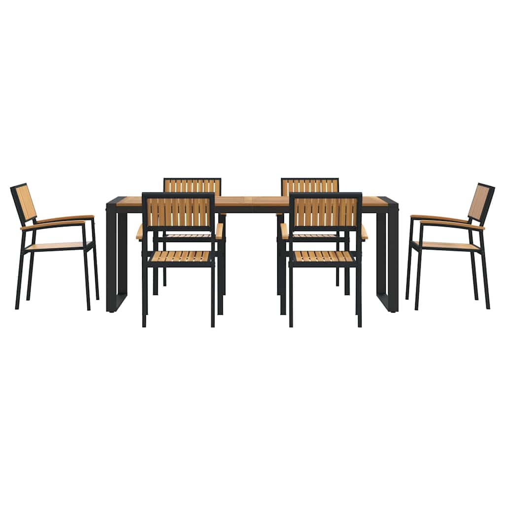 Garten Essgruppe 7 pcs Schwarz und Braun 200 x 90 x 75 cm