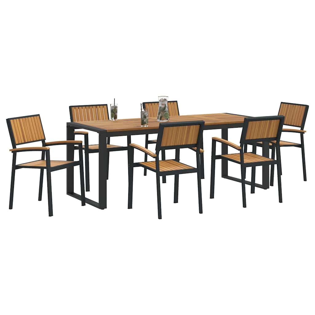 Garten Essgruppe 7 pcs Schwarz und Braun 200 x 90 x 75 cm