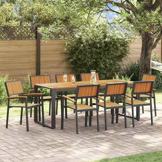 Garten Essgruppe 9 pcs Schwarz und Braun 200 x 90 x 75 cm