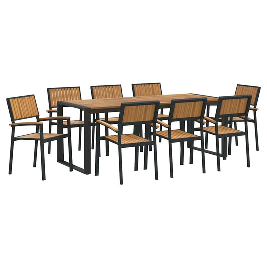 Garten Essgruppe 9 pcs Schwarz und Braun 200 x 90 x 75 cm