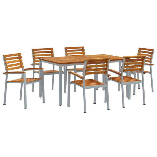 Garten Essgruppe 7 pcs Grau und Braun 150 x 90 x 75 cm