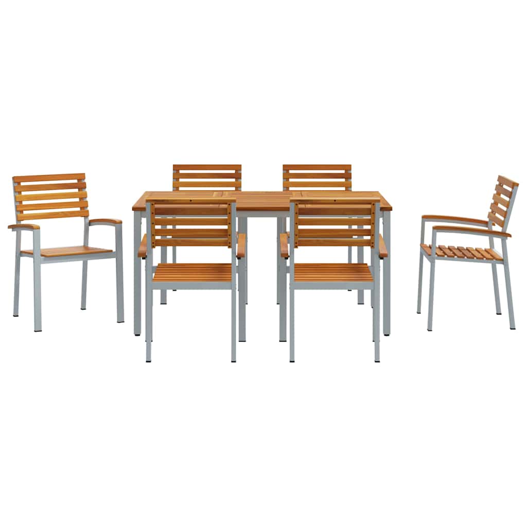 Garten Essgruppe 7 pcs Grau und Braun 150 x 90 x 75 cm