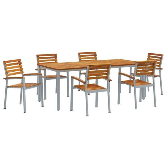 Garten Essgruppe 7 pcs Grau und Braun 200 x 90 x 75 cm