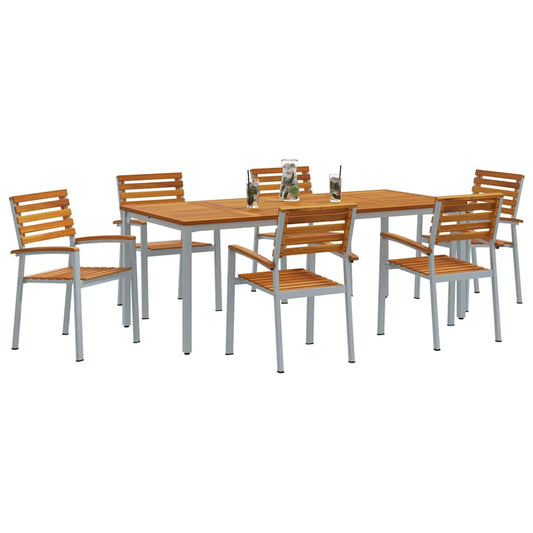 Garten Essgruppe 7 pcs Grau und Braun 200 x 90 x 75 cm